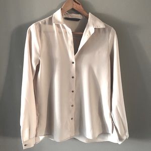 2/$15 Beige Cream Blouse Collar Button Up Zara